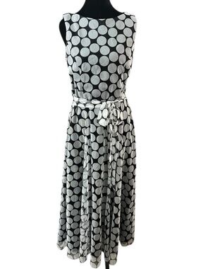 Jessica Howard Black and White Polka Dot Maxi Dress Size 6